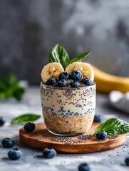 Chia Seed Pudding with Blueberries and Mint