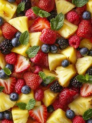 Assorted Fresh Fruit Salad with Berries and Melon