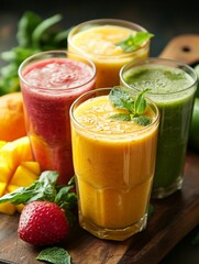 Refreshing Green Smoothie with Fresh Fruits and Vegetables