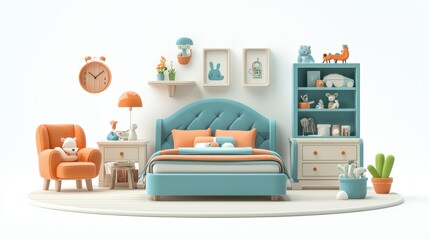 Fototapeta premium Charming Kids Bedroom with Colorful Decor Elements