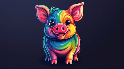 Fototapeta premium Rainbow Pig Illustration