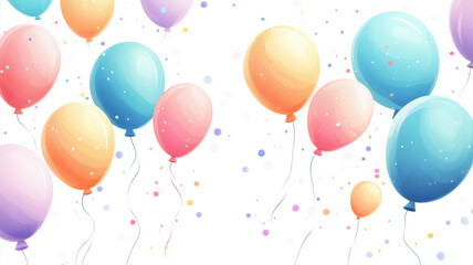 colorful balloons floating against a white background. for children's books,  celebrates joy and imagination.