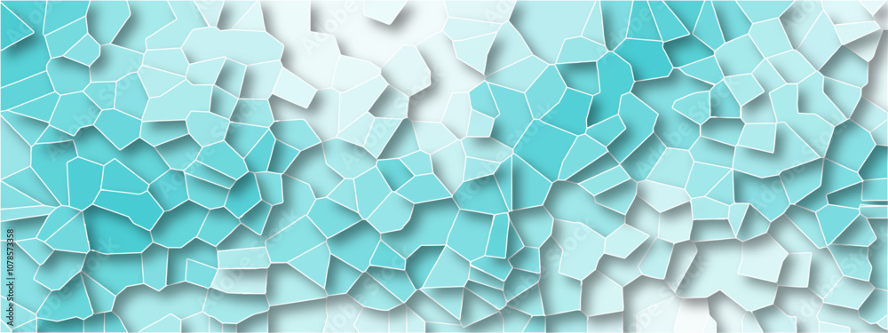 Fototapete Abstract background of crystallized. Aqua colored Geometric Retro tiles pattern. Blue paper texture background and terrazzo flooring texture polished stone pattern.