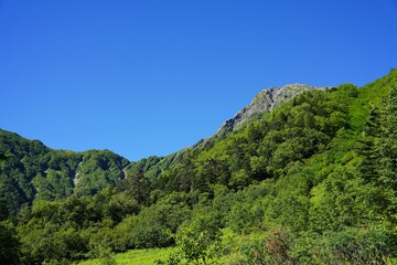 南アルプス　北岳　白根御池から望む山頂