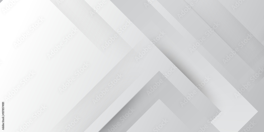 Poster Abstract white and grey arrows overlay texture background. Modern elegant white gray banner background with creative design and shiny lines.Light gray triangle abstract subtle vector background.