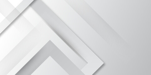 Abstract white and grey arrows overlay texture background. Modern elegant white gray banner background with creative design and shiny lines.Light gray triangle abstract subtle vector background.