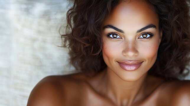 georgeous woman with brown skin smiling
