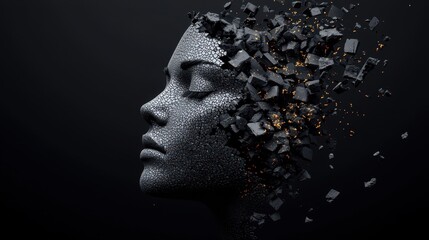 Explore the Artistic Transformation of a Fragmented Face in Abstract Digital Art