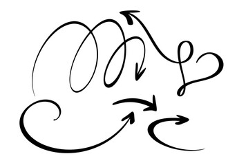 Set Curved Wavy Arrow. Bundle Simple Vector Illustration for Design Projects