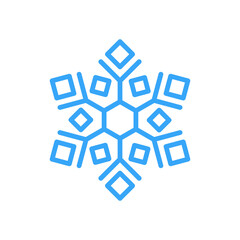 Fototapeta premium Snowflake for snow. Blue line Christmas element isolated on white background. Freeze symbol. contemporary Snow flake icon. Clipart for winter prints. Simple shape. Vector illustration