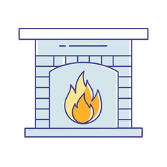 fireplace with stockings vector art,  flat illustration fireplace with stockings icon