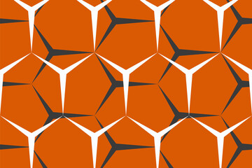 Geometric patterns of orange and white shapes creating an abstract design