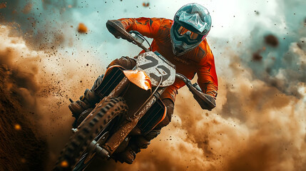 Dirt Bike Rider in Action Photo