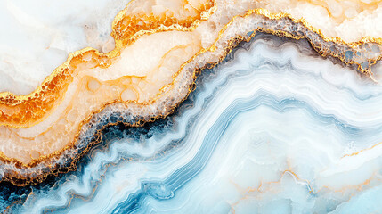 Fototapeta premium Abstract background Textured marble with swirling colors of blue, gold, and white creates stunning visual effect, showcasing natural beauty and elegance