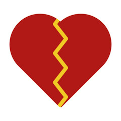 Broken heart icon in Color Fill. Flat Style