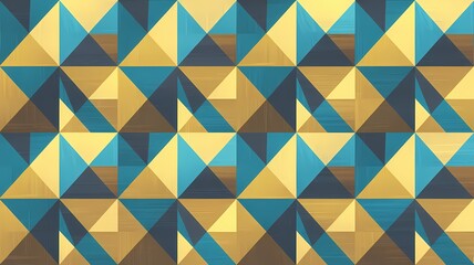 Bold Triangular Pattern with Gold and Blue Accents for Wrapping Paper