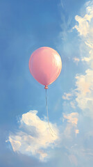 Obraz premium Single Pastel Balloon Floating in Open Sky