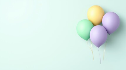 A cluster of colorful balloons in pastel shades adds a joyful touch to any celebration, perfect for various occasions or events.