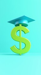 Obraz premium A creative representation of the connection between education and finance, featuring a dollar sign and a graduation cap.