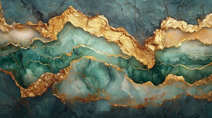A stunning abstract design featuring teal and gold textures, evoking elegance and luxury.