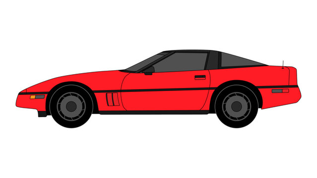 Chevrolet Corvette C4 USA Retro Sport Car Vector Coupe Vehicle Classic