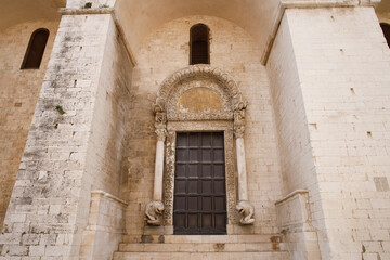 Entrance door of The Basilica of Saint Nicholas ( San Nicola ) in Bari, Roman Catholic Church in region of Apulia