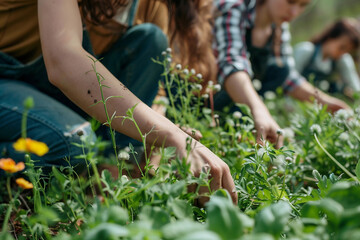Generative AI Image of Gardener Caring for Flowers and Plants in a Vibrant Greenhouse Garden