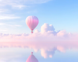 Obraz premium Serene Pastel Hot Air Balloon in a Dreamy Sky