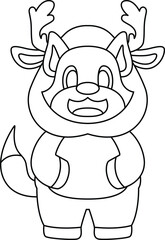 Obraz premium Cat Christmas Reindeer Animal Vector Graphic Art Illustration