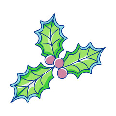 Christmas holly leaves vector art,  flat illustration Christmas holly leaves icon