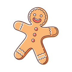 gingerbread man isolated on white vector art, flat illustration gingerbread man icon