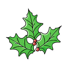 holly leaves vector art,  flat illustration holly leaves icon