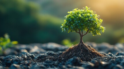 A Single Tree Growing in the Sun