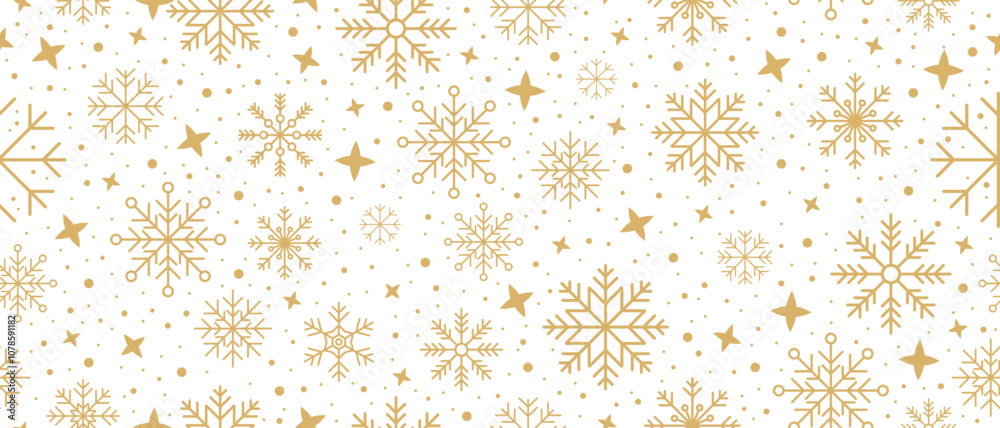 Wall mural abstract snowflake seamless border. snowflakes seamless pattern. snowfall repeat backdrop. winter ho