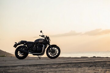 Striking Minimalist Photography of a Dark Motorbike Silhouetted Against a Bright, Softly Textured Backdrop for Unique Visual Appeal and Artistic Expression