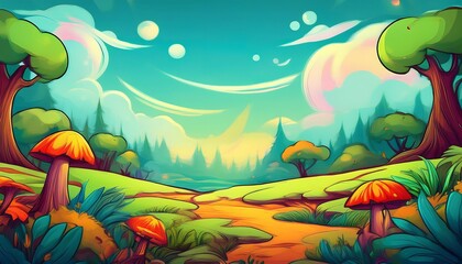 Latar belakang kartun dengan elemen alam