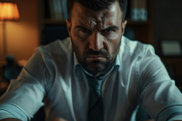 Fototapeta premium Created with generative ai image of angry strict office worker man