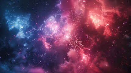 Fototapeta premium Fireworks. Colorful festive fireworks. Salute. Desktop wallpaper. Festive background. Holiday. New Year. Fireworks festival.