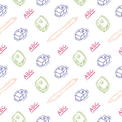 school supplies pattern, education seamless pattern, doodle school seamless pattern, hand drawn education pattern background, doodle school background