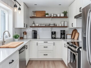 Fototapeta premium ミニマルでおしゃれなキッチンインテリア | Minimalist and Stylish Kitchen Interior