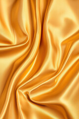 Fototapeta premium Luxurious golden satin fabric with smooth, flowing texture, ideal for elegant designs, fashion, and decorative backgrounds. Soft and shiny appearance.