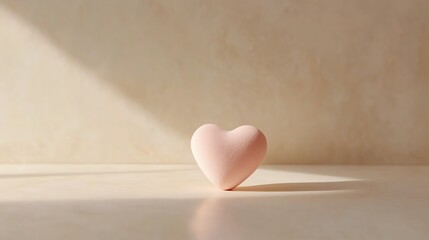 pastel pink hearts in minimalistic scene Soft heart figure on minimalist surface.