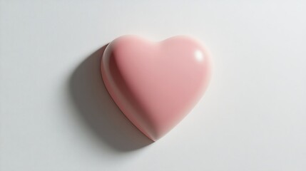 Fototapeta premium pastel pink hearts in minimalistic scene Pink heart shape on a soft white surface.