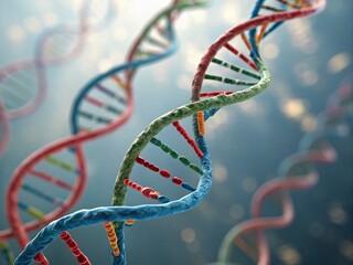 Stunning Tilt-Shift Photography of a 3D Representation of Human DNA, Showcasing Intricate Helix Structures in a Colorful and Engaging Way for Educational and Scientific Purposes