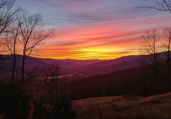 Fototapeta premium Sunrise Over Mountains, Hopeful Sky