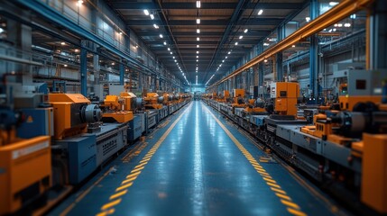 Fototapeta premium Industrial manufacturing facility with machinery and equipment.