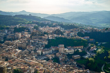 View of Nicosia in central Sicily from the ruins of the Norman Castle