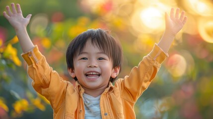 Surrounded by dynamic backgrounds, a curious Asian child's inquisitive expression reveals her insatiable thirst for knowledge and discovery