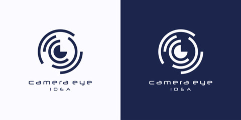 Eye vector logo design idea. Camera eye logo. Photo video control icon.Symbol Vector Design Template.
