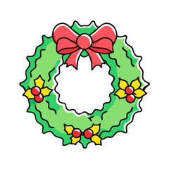 holly wreath vector art,  flat illustration holly wreath icon